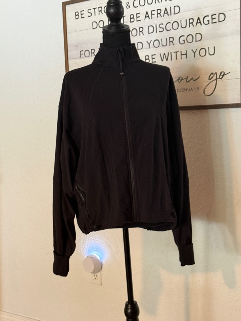 lululemon athletica Black Zip-Front Bomber Jacket